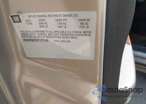 2007 Buick Lacrosse Cxs из США, поврежденный, VIN 2G4WE587371177145